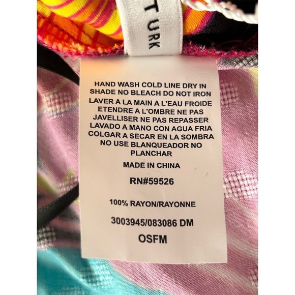 NEW Trina Turk Floral Kimono Swim Cover Up Pom Pom Trim OSFM Multicolor - Picture 7 of 9